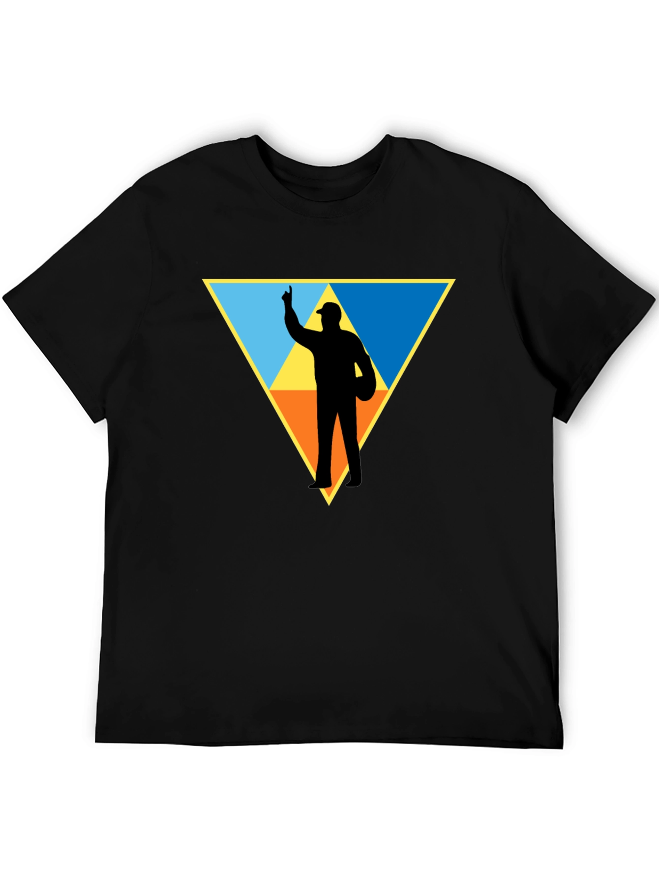 Triangle Silhouette Graphic T-Shirt - Black Cotton Tee