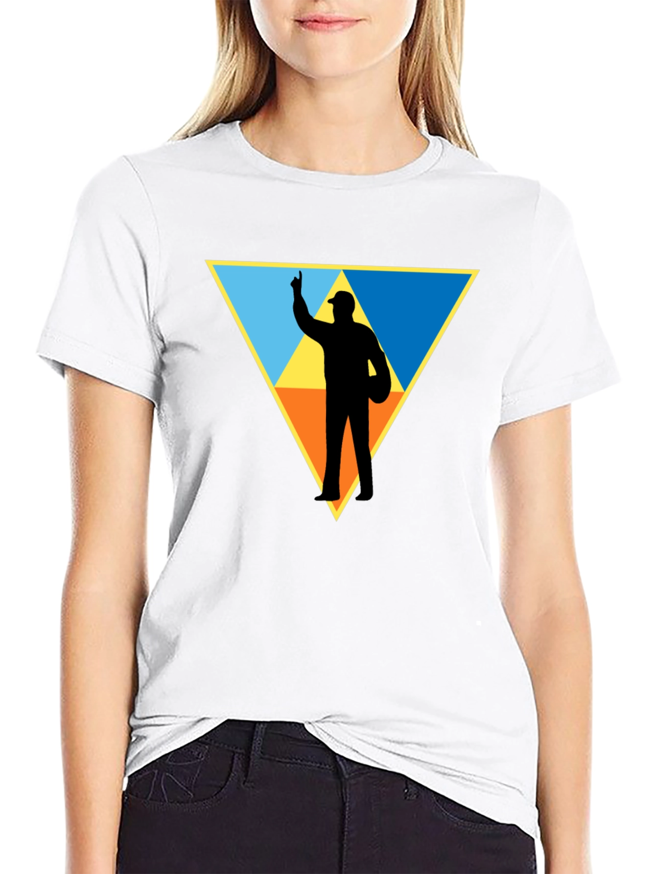 Triangle Silhouette Graphic T-Shirt - Black Cotton Tee