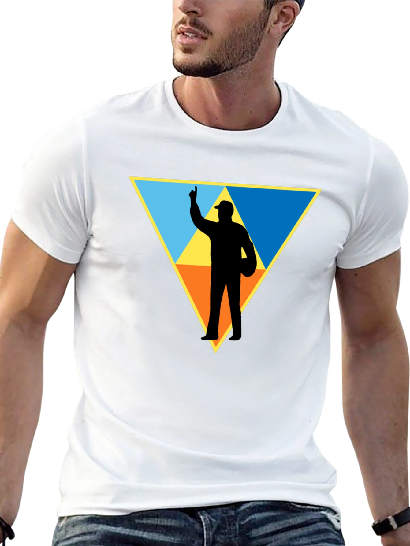 Triangle Silhouette Graphic T-Shirt - Black Cotton Tee