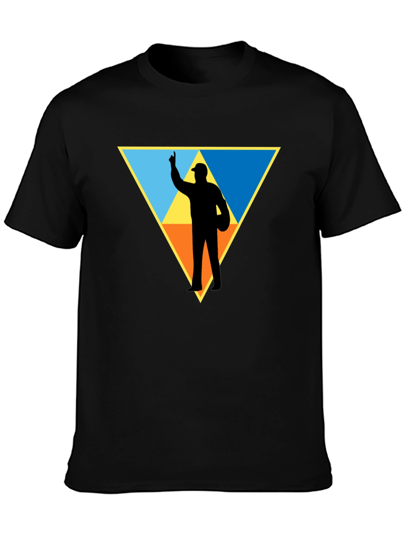 Triangle Silhouette Graphic T-Shirt - Black Cotton Tee