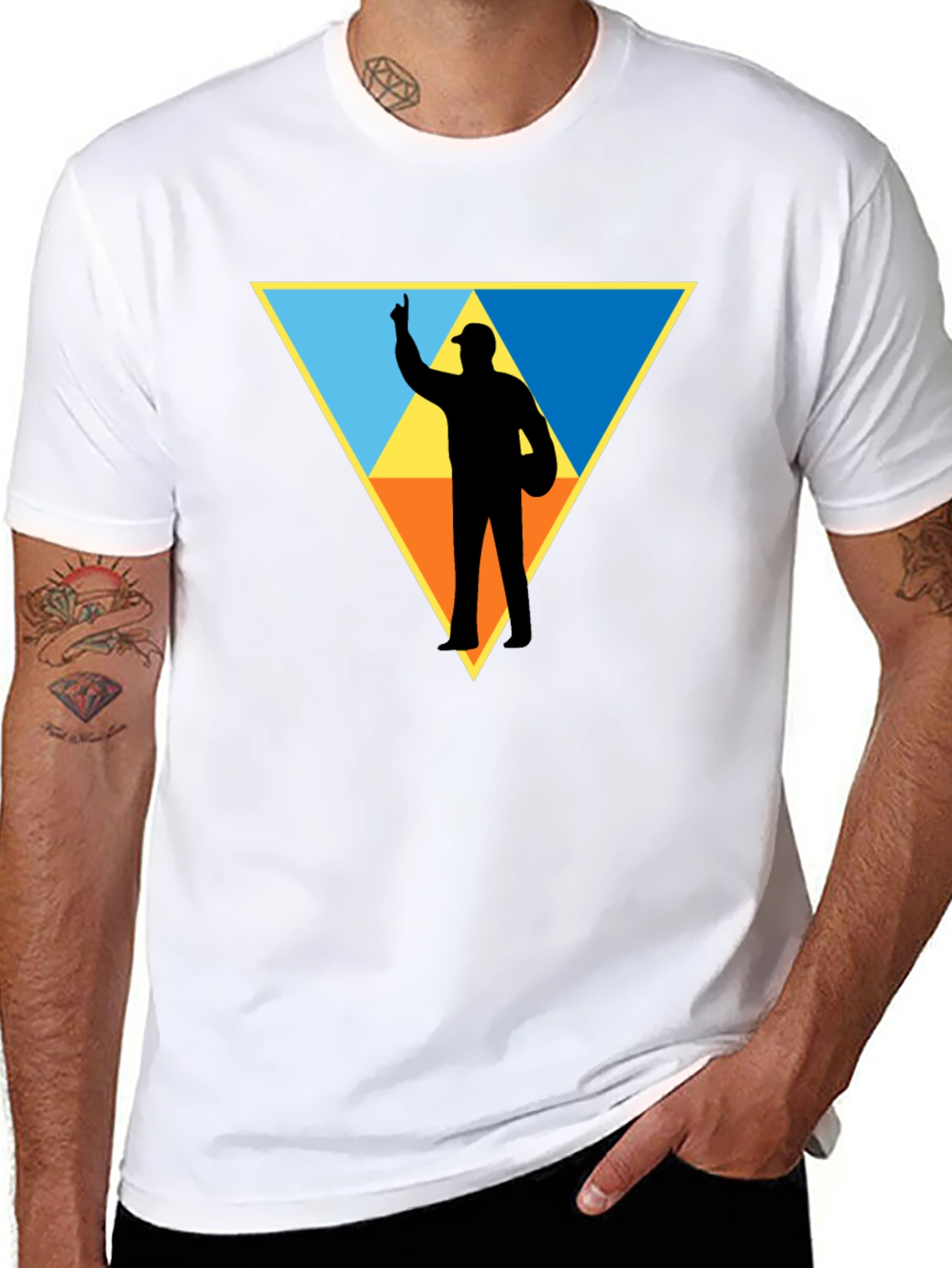 Triangle Silhouette Graphic T-Shirt - Black Cotton Tee