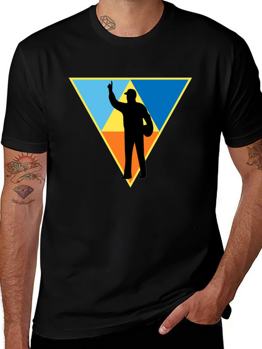 Triangle Silhouette Graphic T-Shirt - Black Cotton Tee