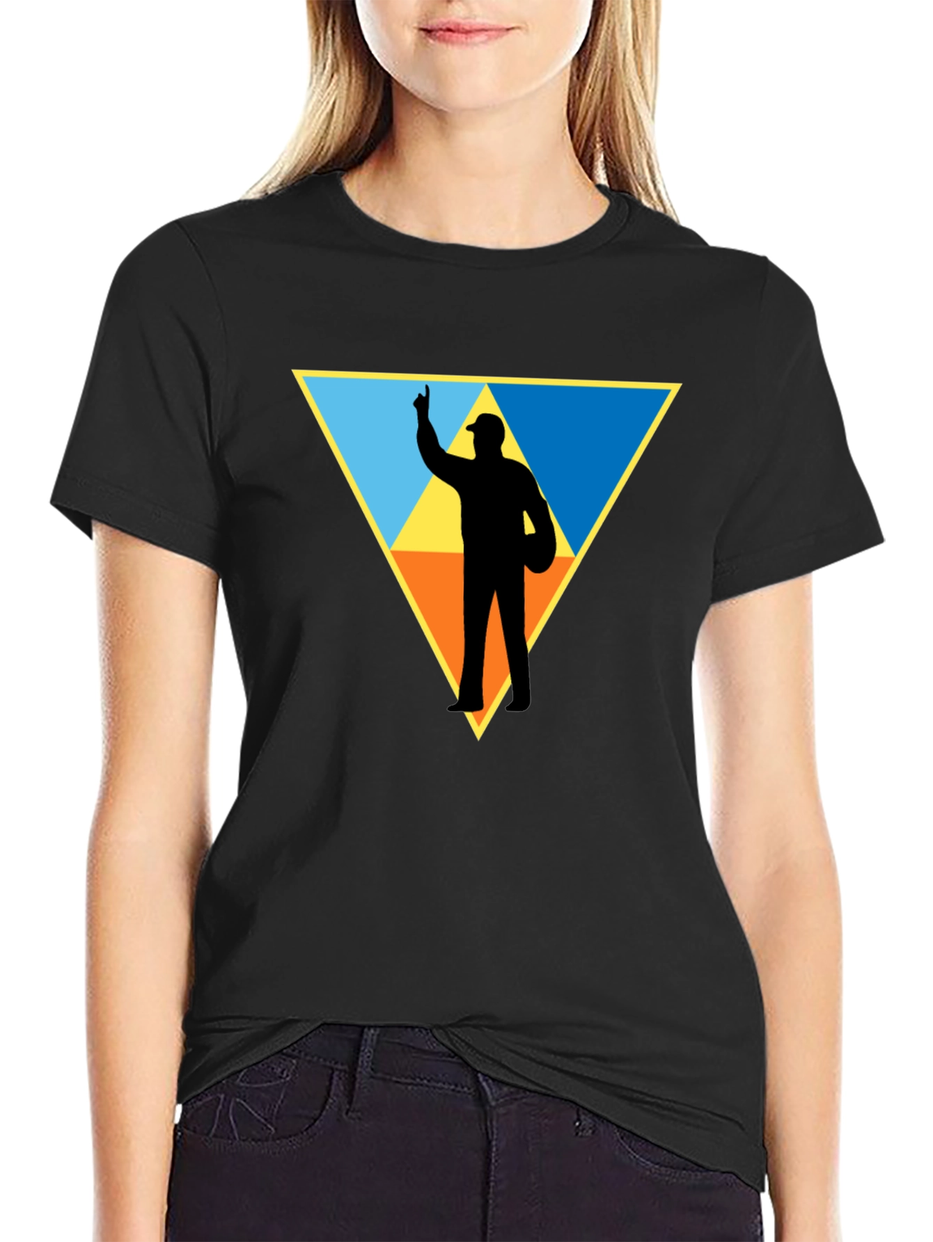 Triangle Silhouette Graphic T-Shirt - Black Cotton Tee