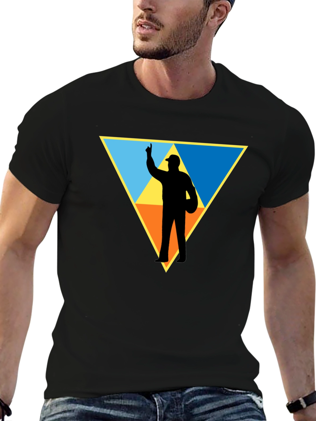 Triangle Silhouette Graphic T-Shirt - Black Cotton Tee