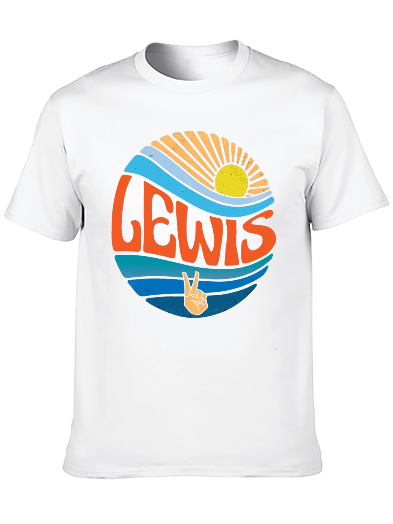 Retro LEWIS Peace Sign Black T-Shirt