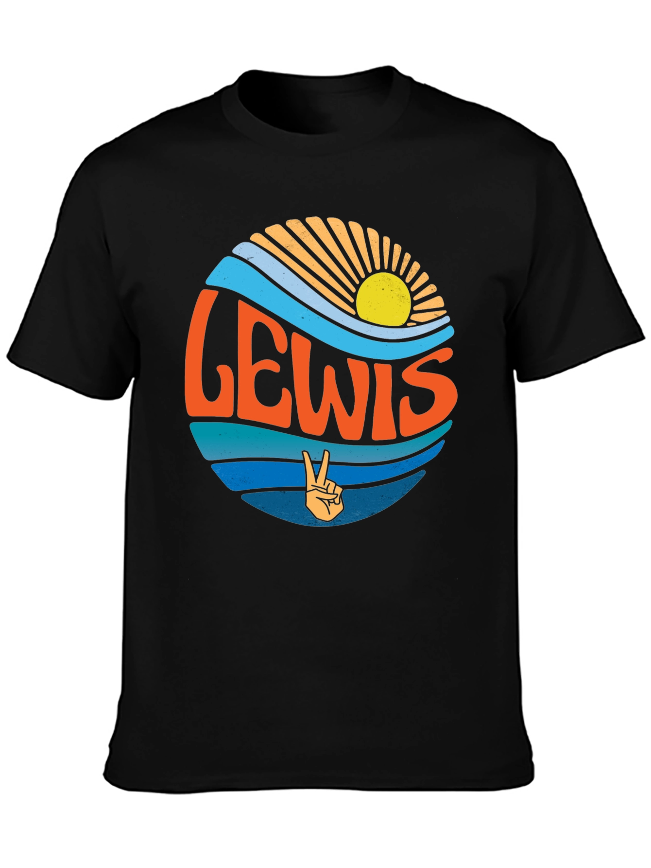 Retro LEWIS Peace Sign Black T-Shirt