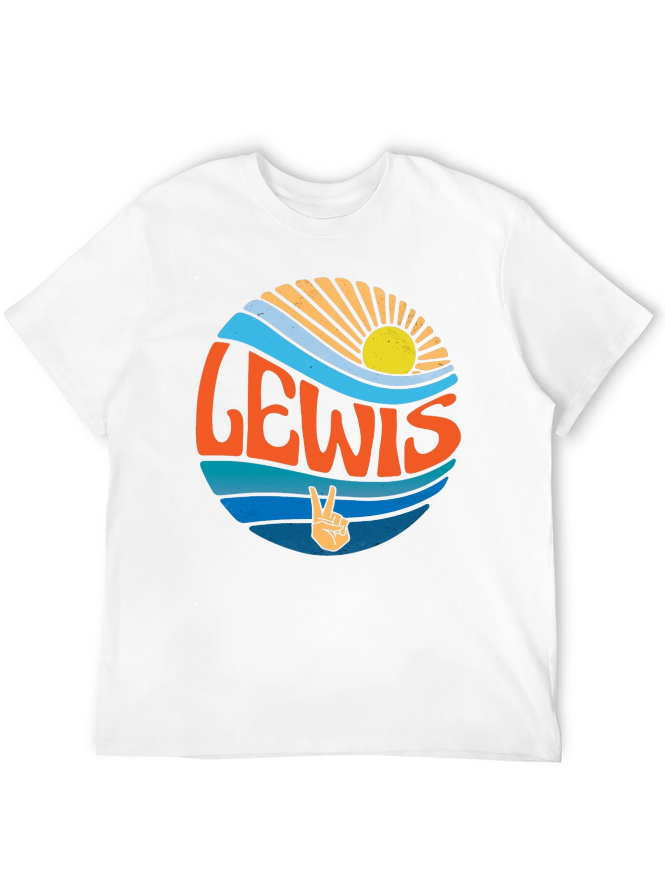 Retro LEWIS Peace Sign Black T-Shirt
