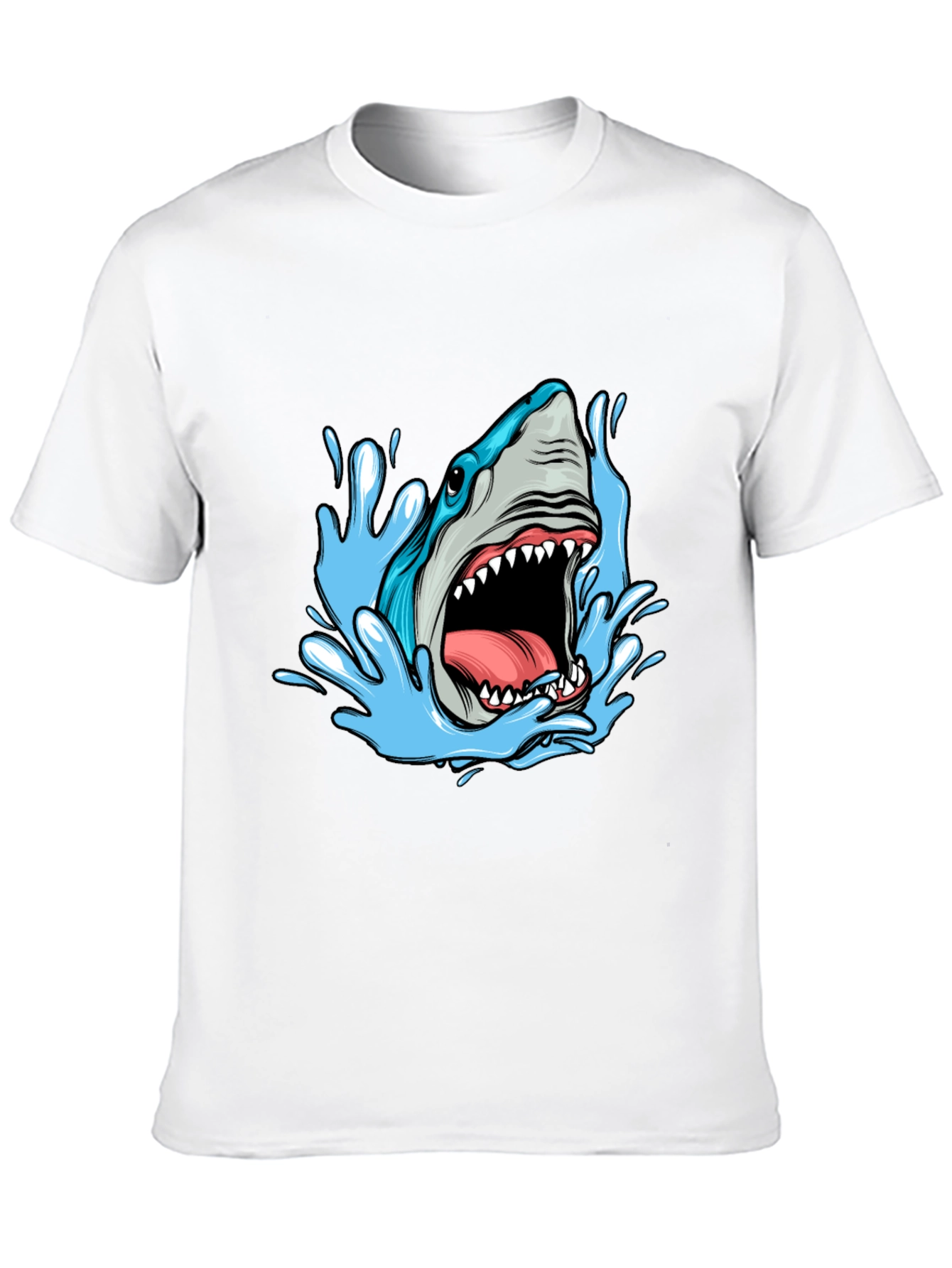 Shark Attack Graphic Tee - Black Cotton T-Shirt