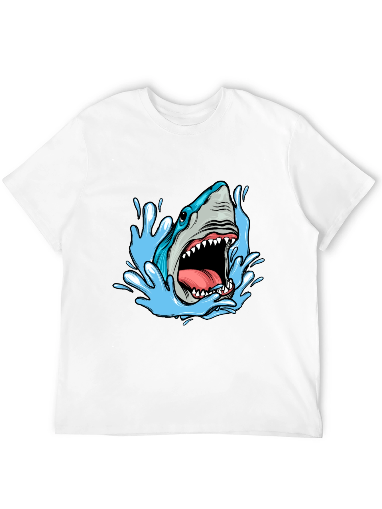 Shark Attack Graphic Tee - Black Cotton T-Shirt