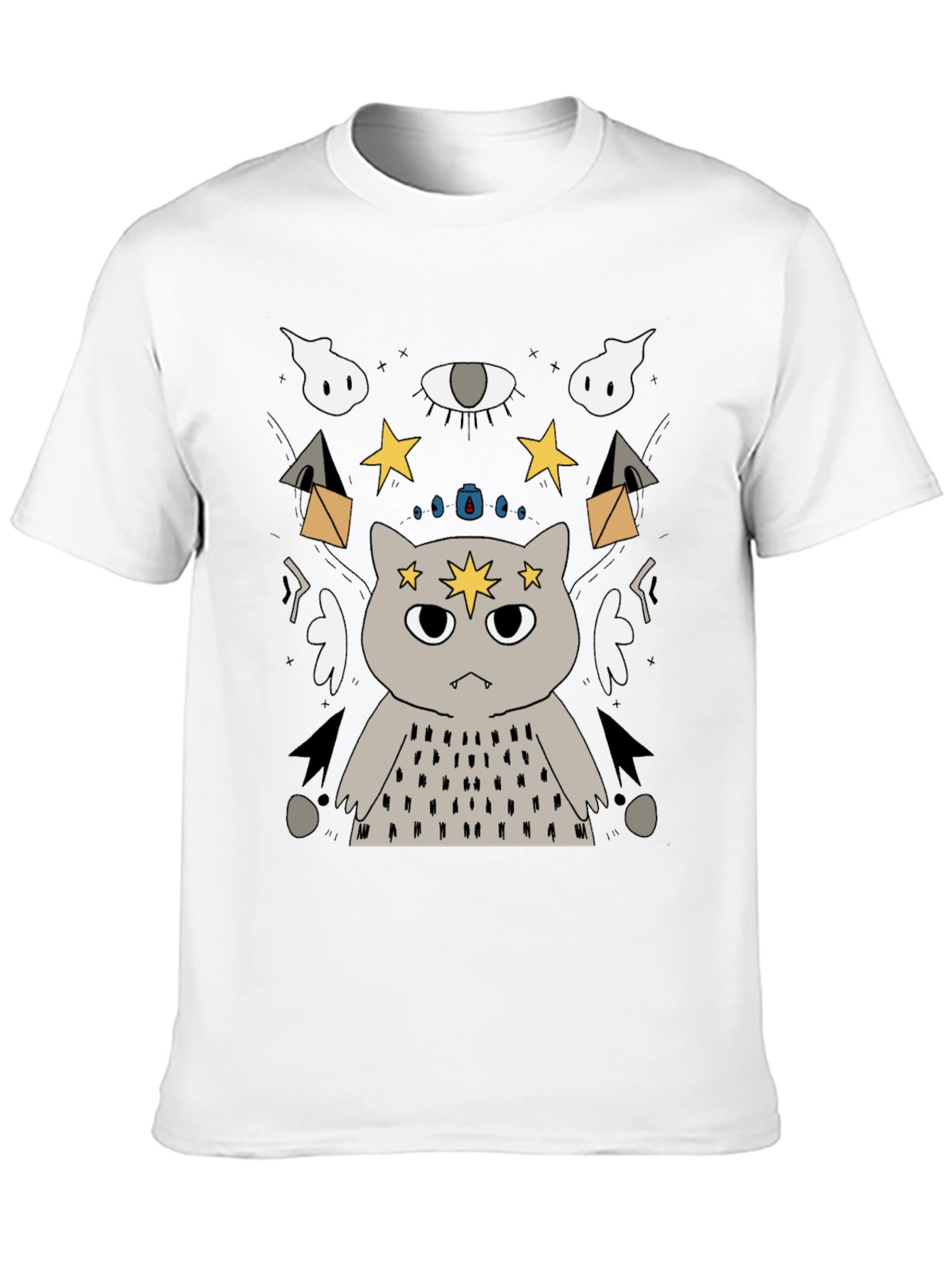 Mystical Cat Graphic T-Shirt - Unisex Black Tee
