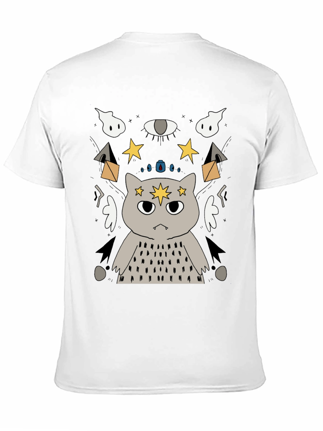 Mystical Cat Graphic T-Shirt - Unisex Black Tee