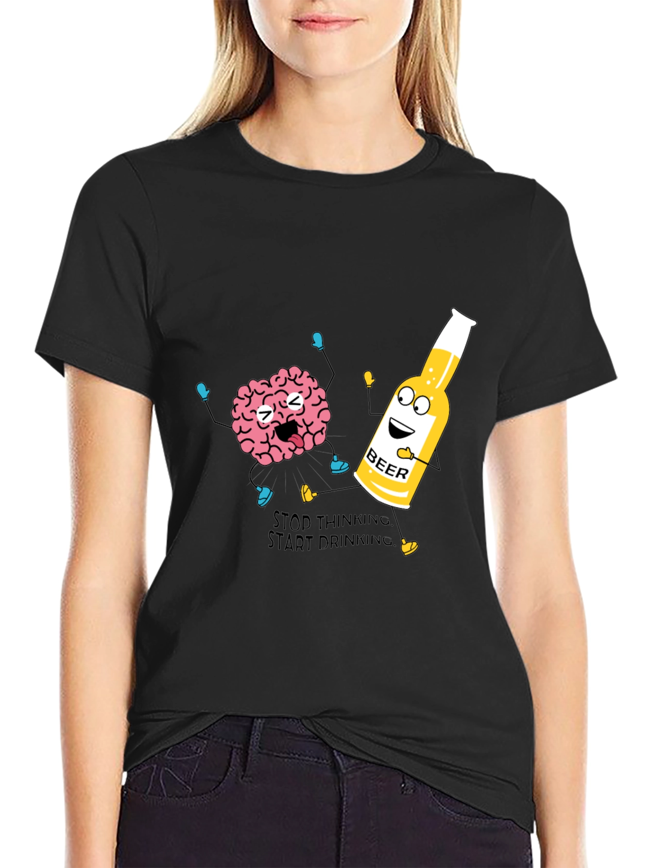 Stop Thinking Start Drinking T-Shirt Funny Beer Tee