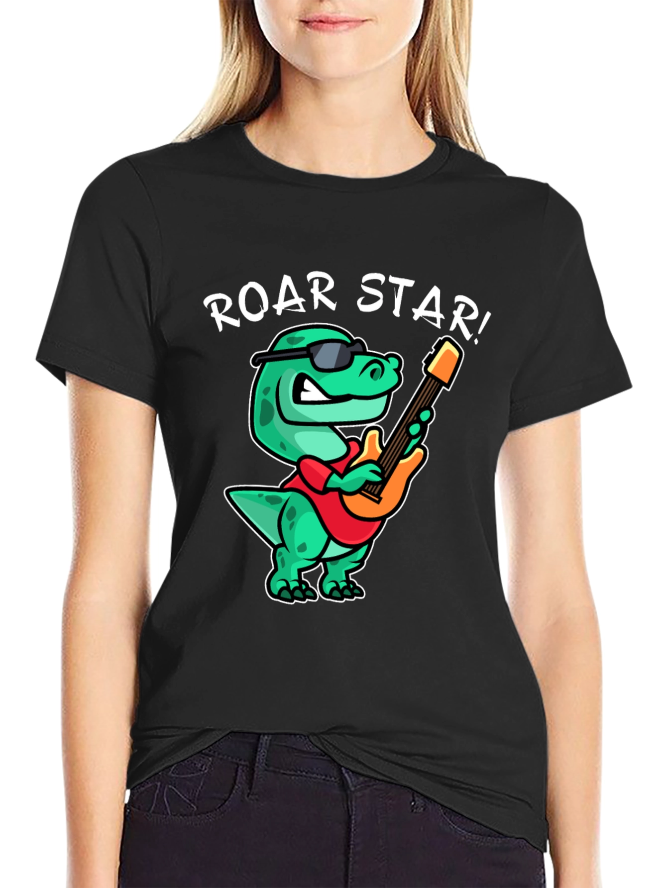 Roar Star Dino Guitarist Graphic Tee