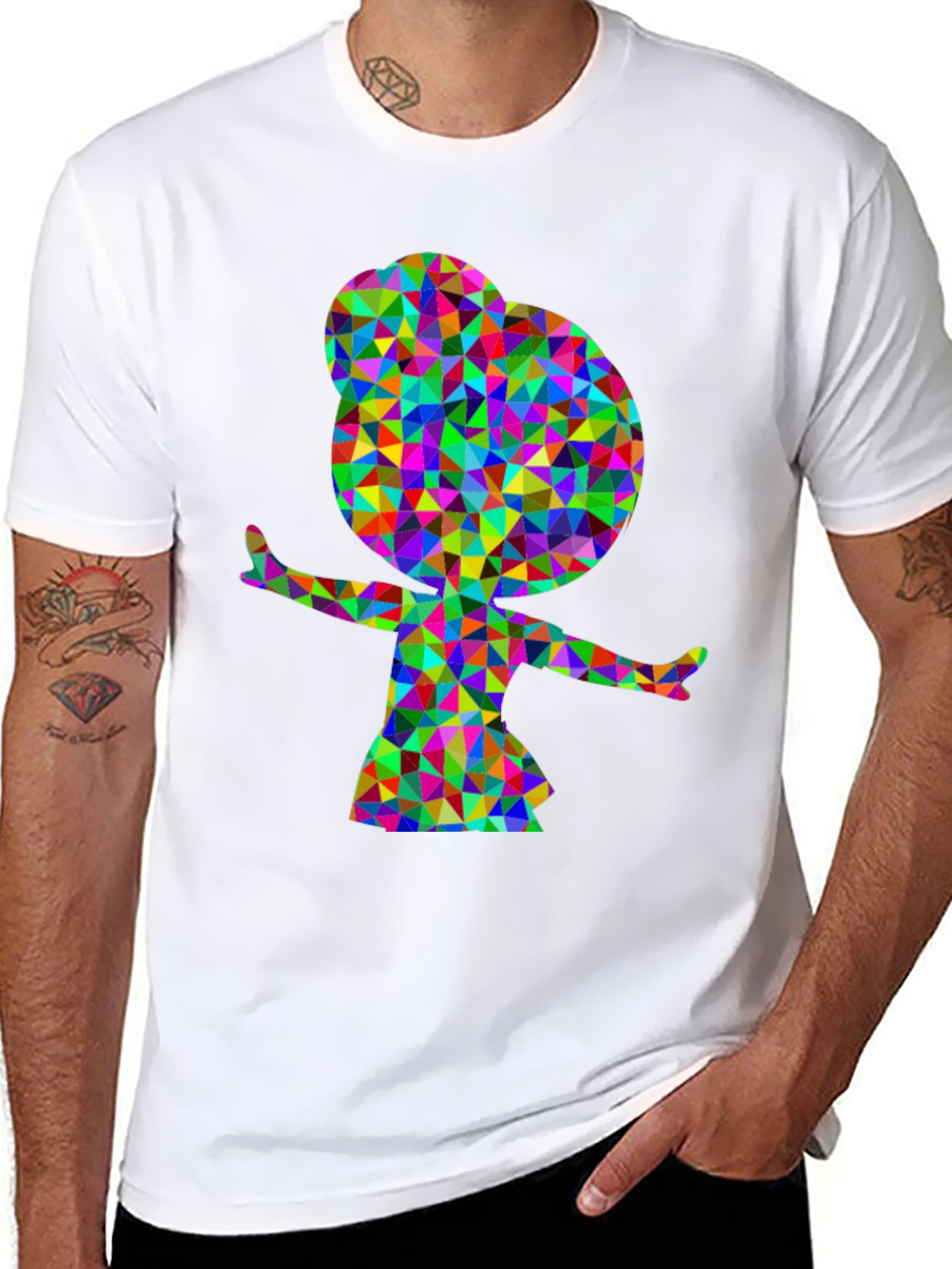 Geometric Girl Graphic Tee - Stylish Black T-Shirt