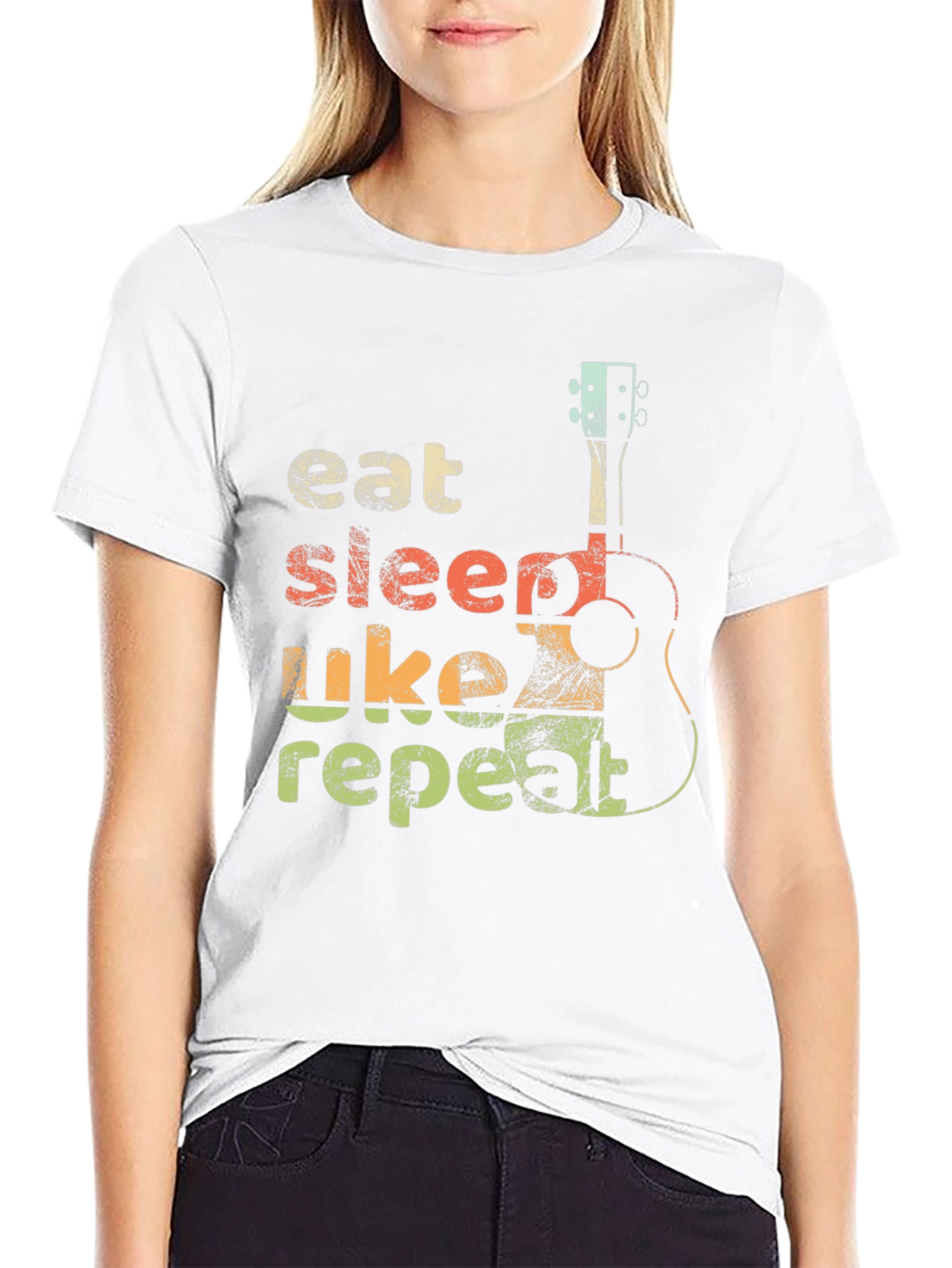 Eat Sleep Uke Repeat T-Shirt - Ukulele Lover Tee