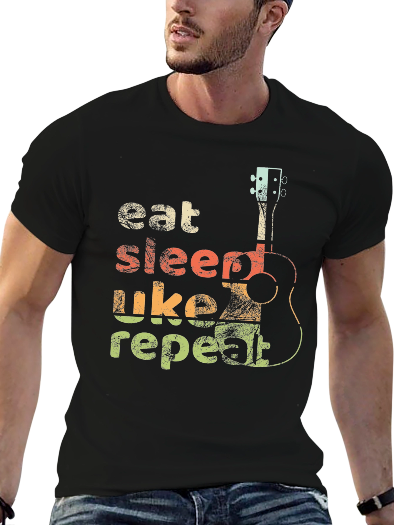 Eat Sleep Uke Repeat T-Shirt - Ukulele Lover Tee