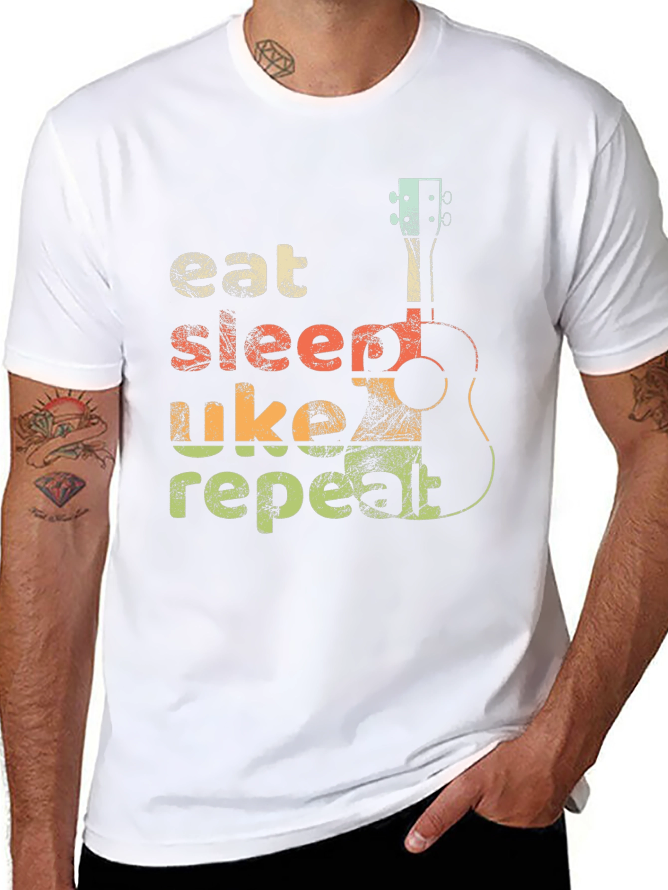 Eat Sleep Uke Repeat T-Shirt - Ukulele Lover Tee