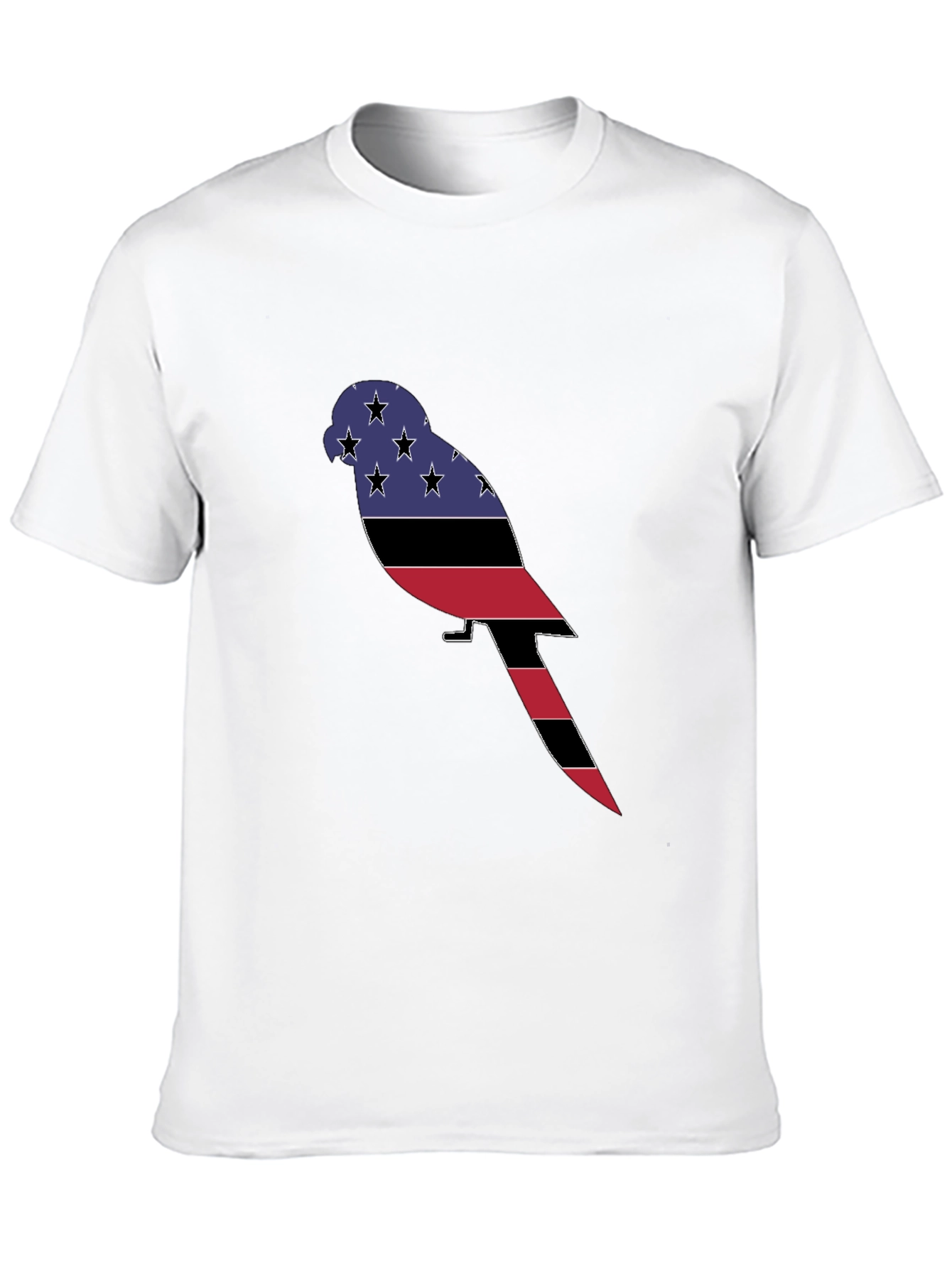 Patriotic Parrot Graphic Tee - Black Cotton Blend