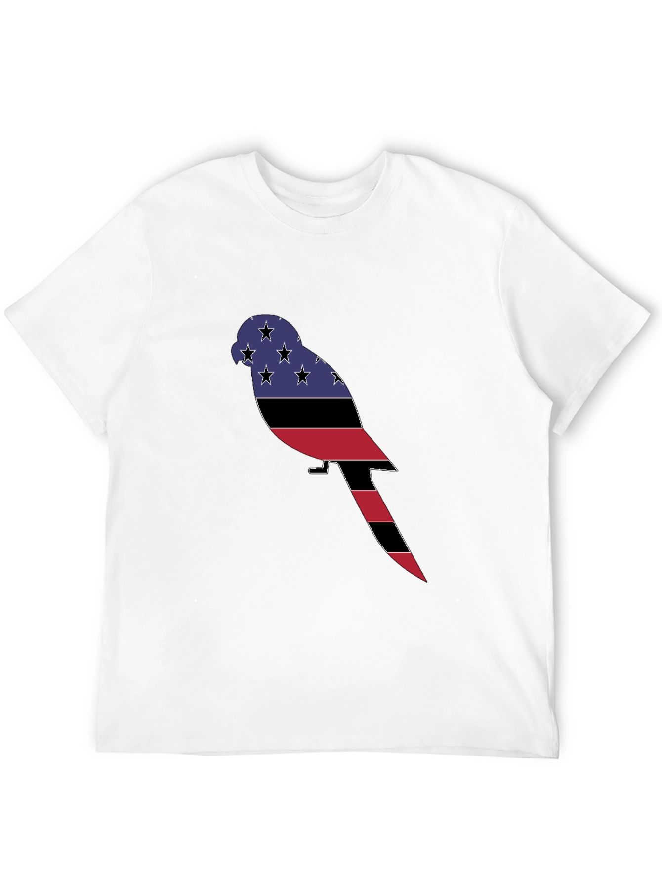 Patriotic Parrot Graphic Tee - Black Cotton Blend