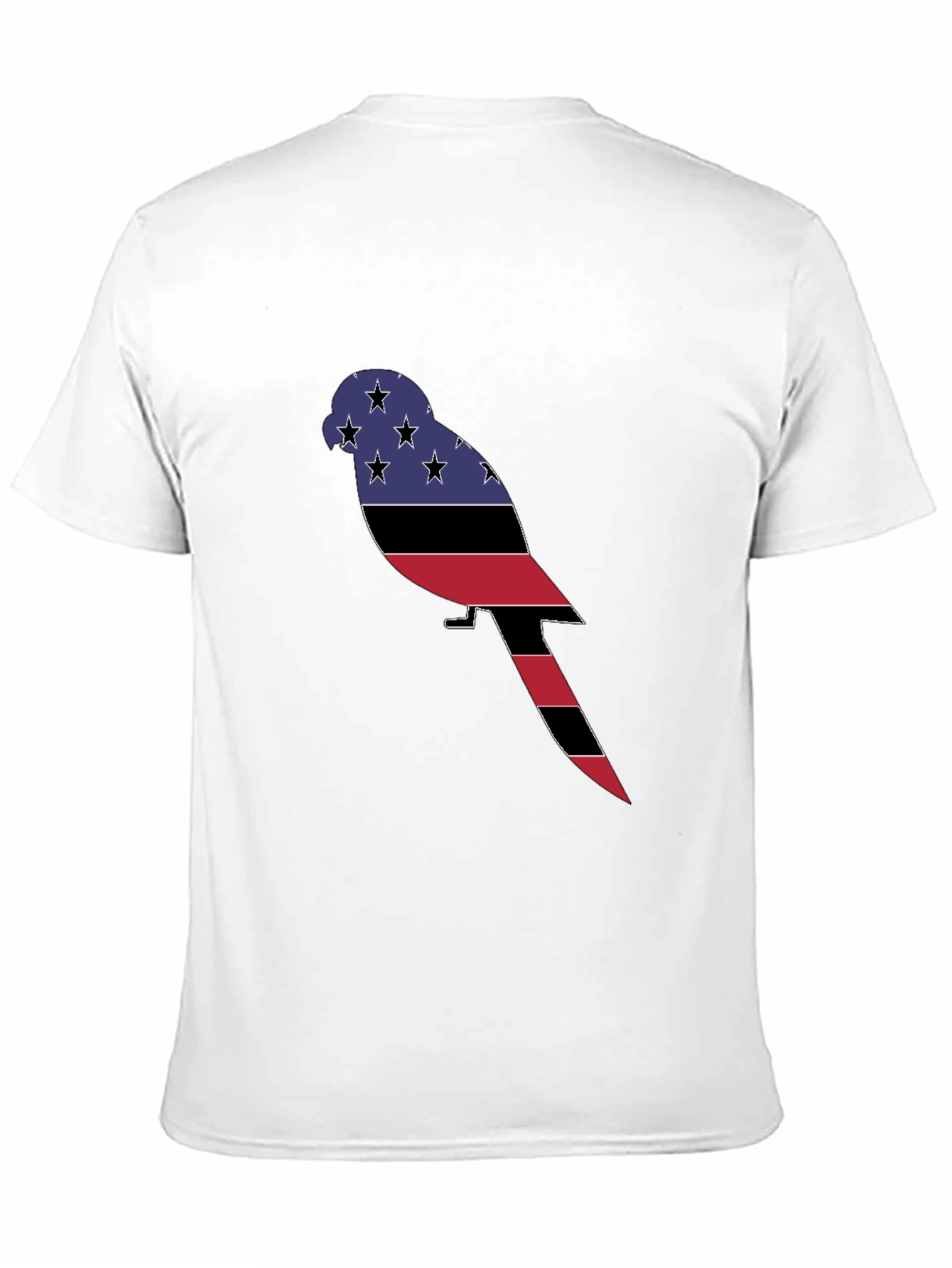 Patriotic Parrot Graphic Tee - Black Cotton Blend