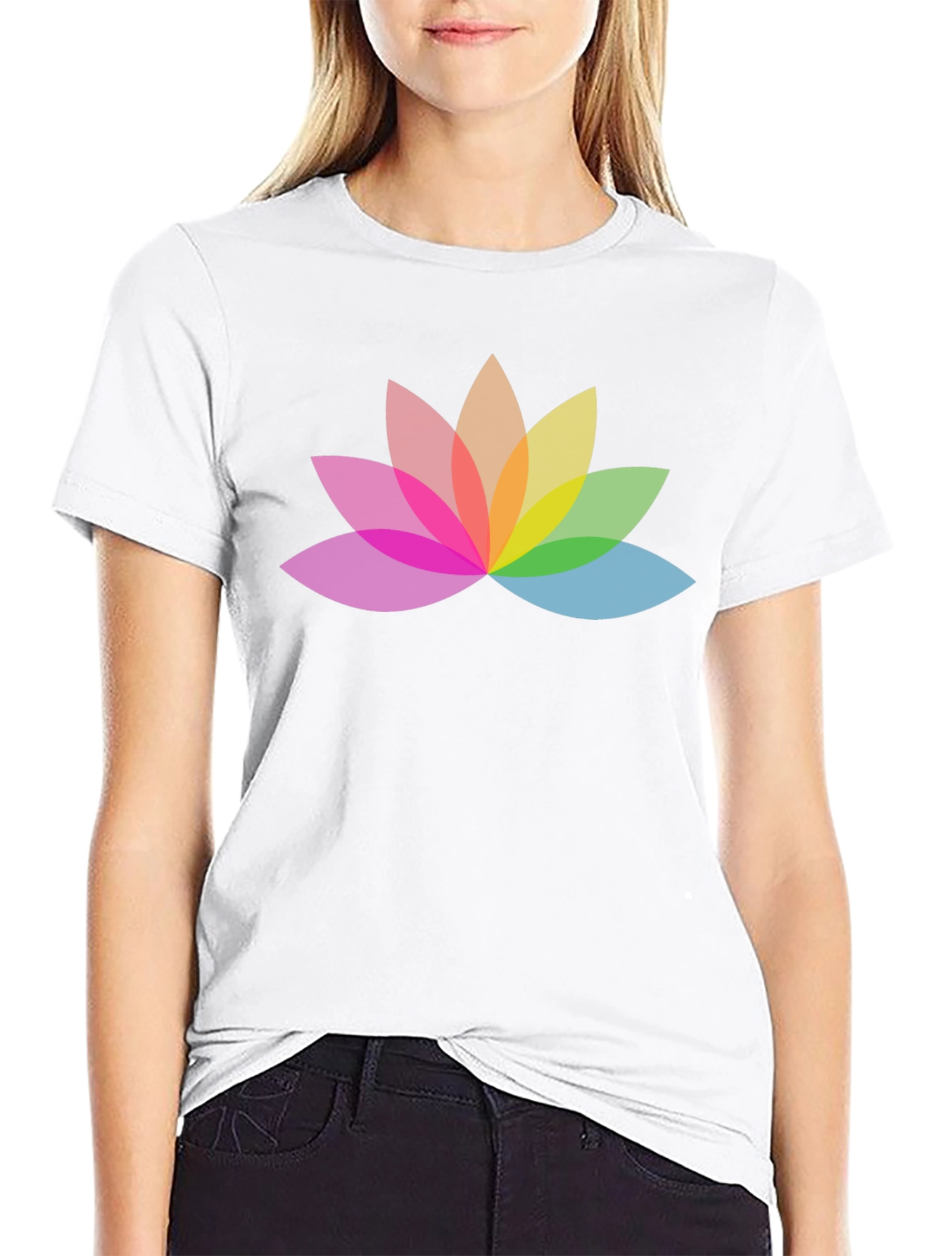 Rainbow Lotus Flower Graphic T-Shirt