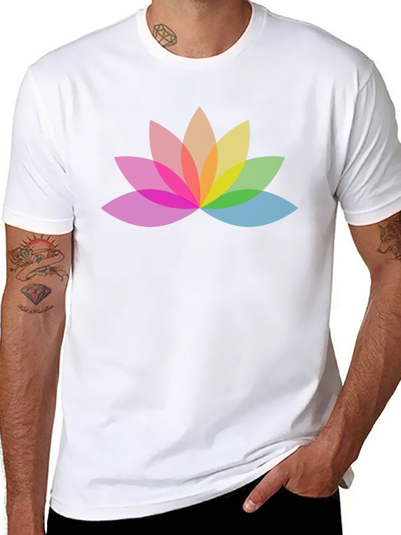 Rainbow Lotus Flower Graphic T-Shirt