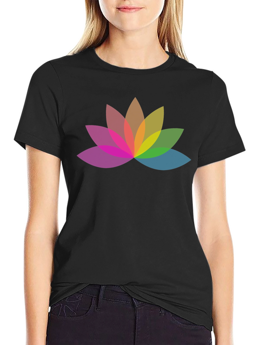 Rainbow Lotus Flower Graphic T-Shirt