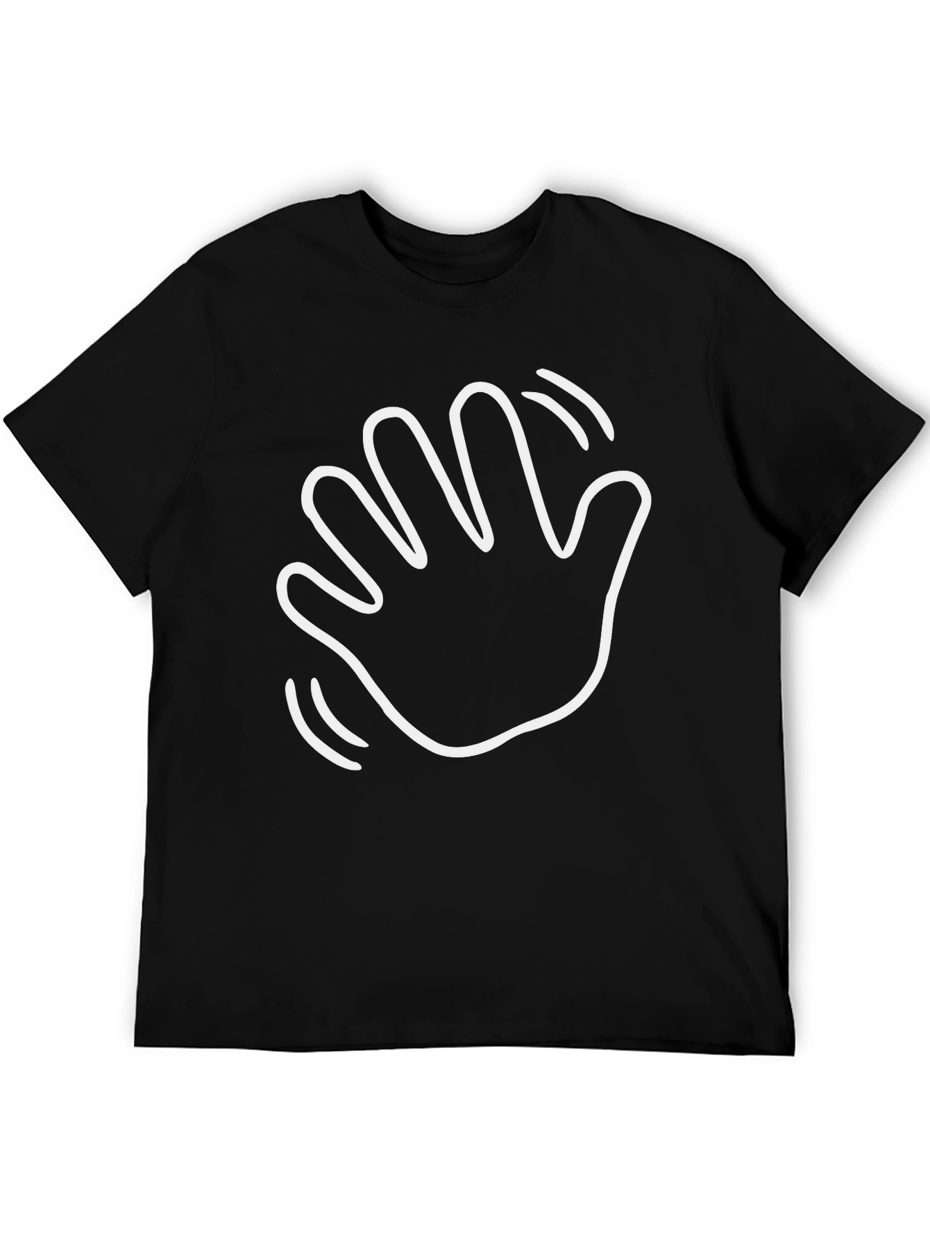 Waving Hand Graphic Tee - Casual Black T-Shirt