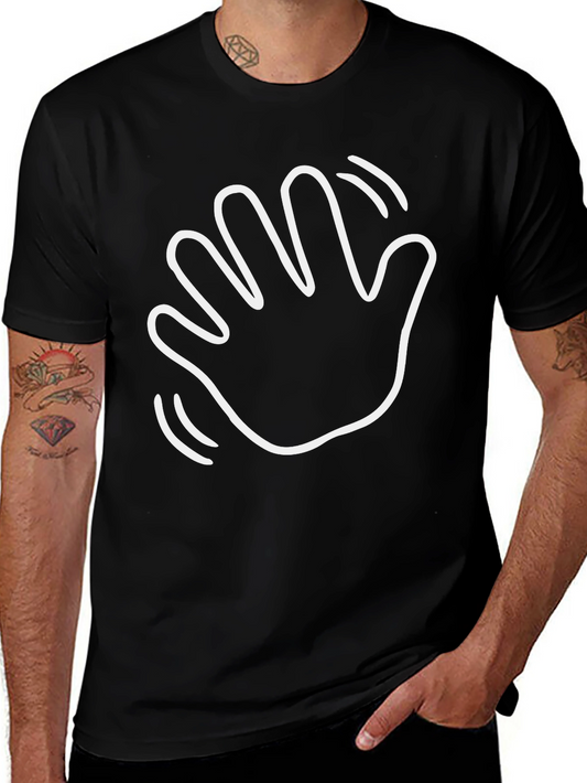 Waving Hand Graphic Tee - Casual Black T-Shirt