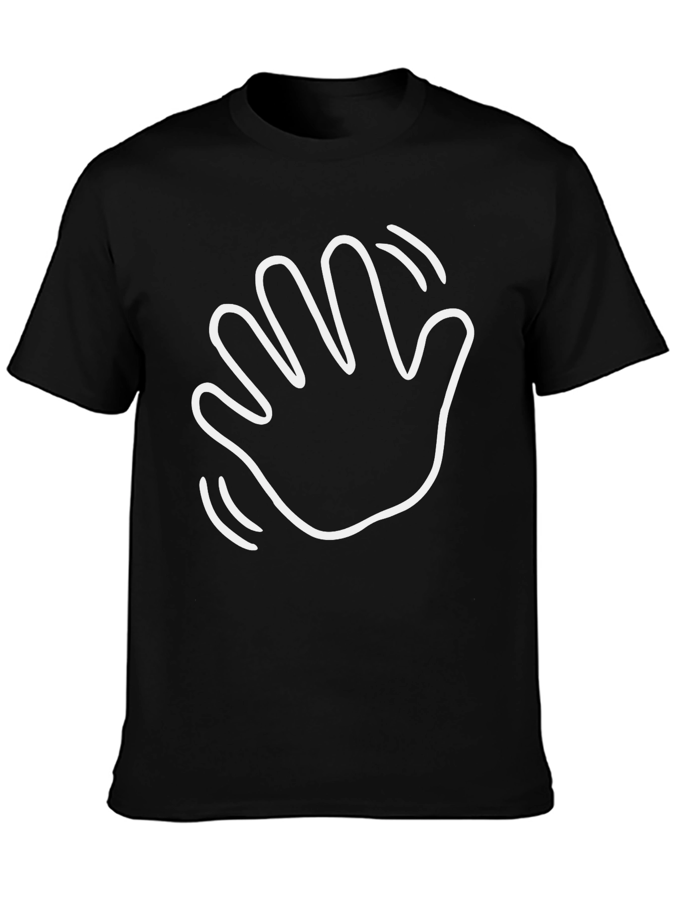Waving Hand Graphic Tee - Casual Black T-Shirt