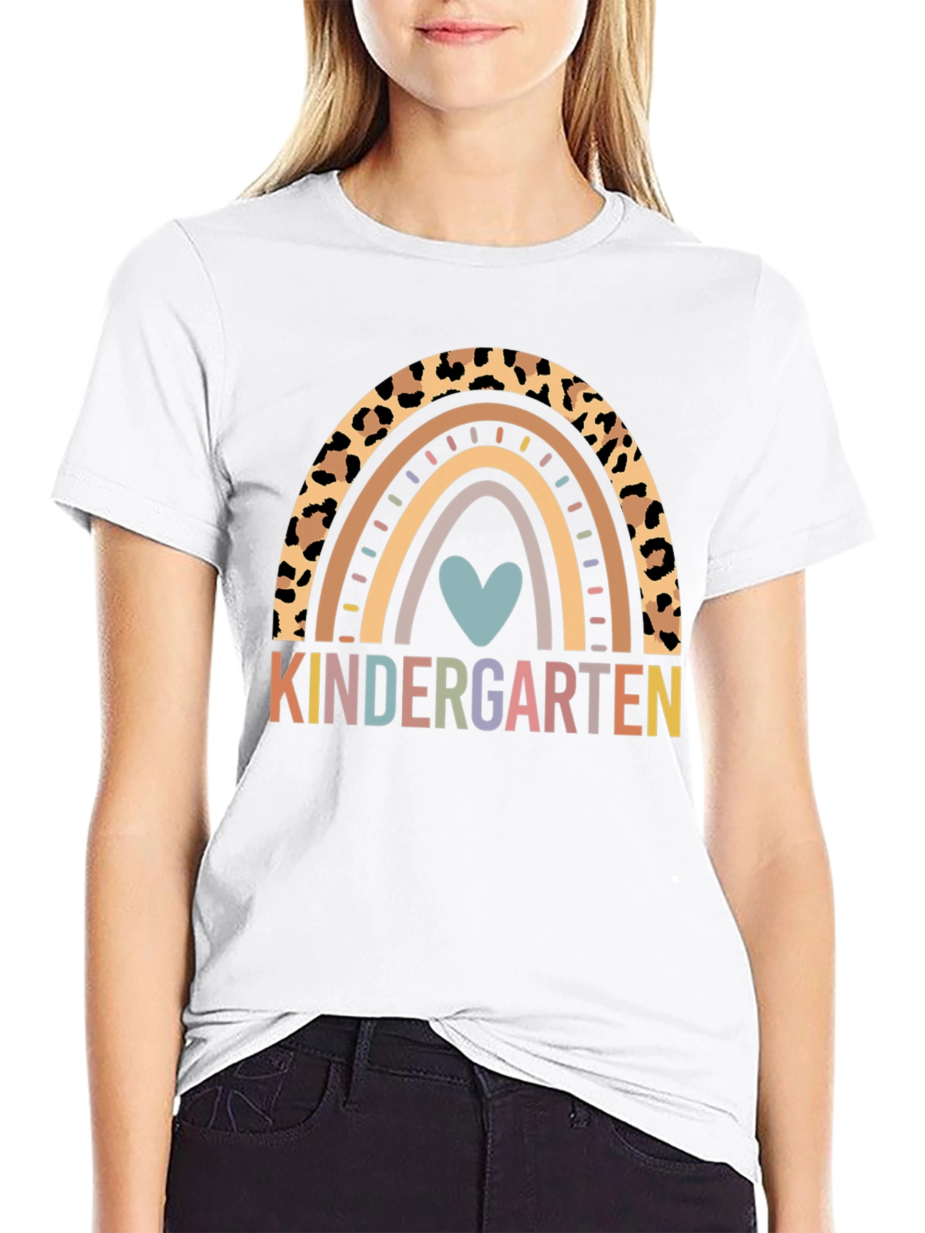 Kindergarten Rainbow Leopard Print T-Shirt