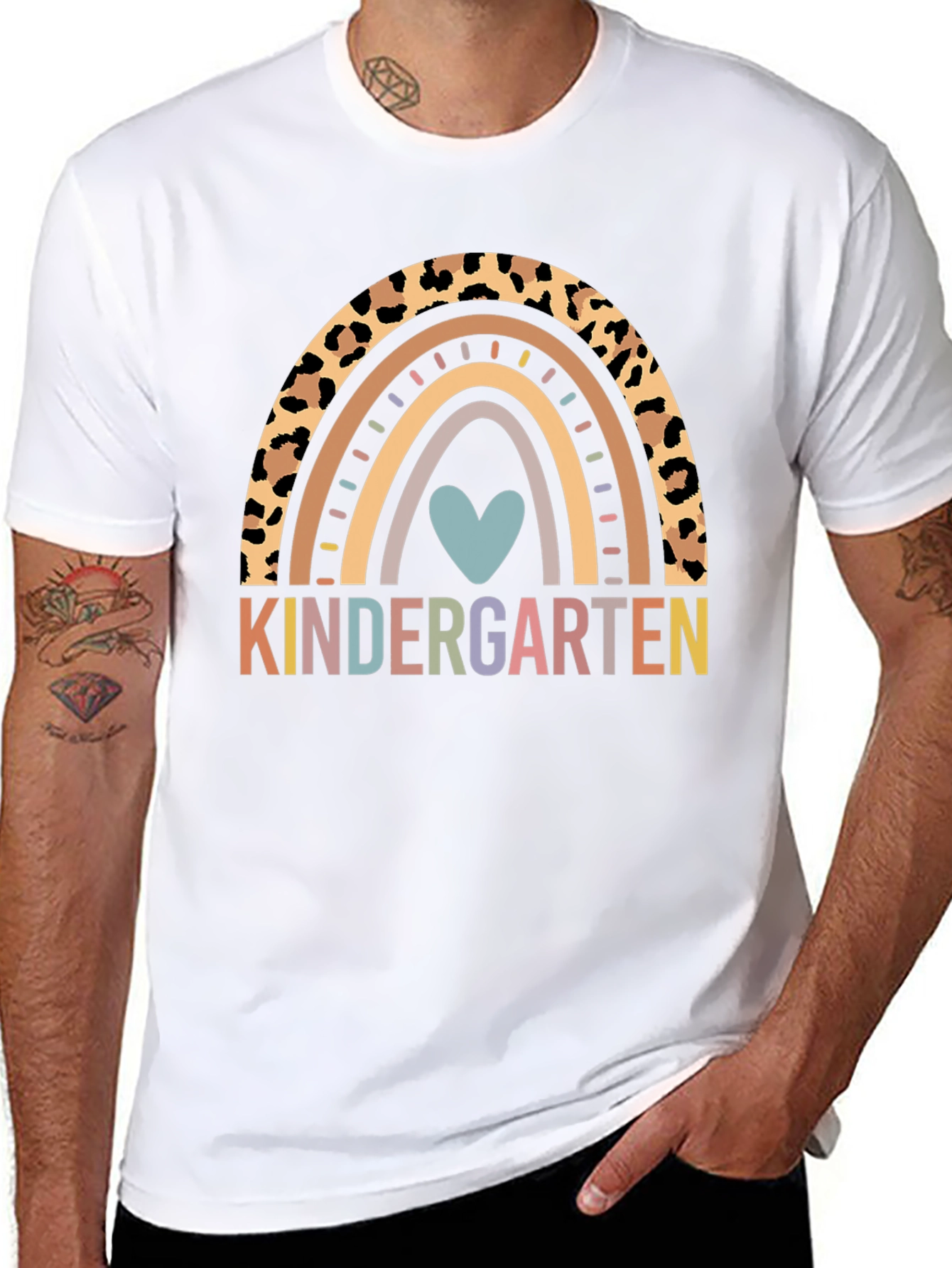 Kindergarten Rainbow Leopard Print T-Shirt