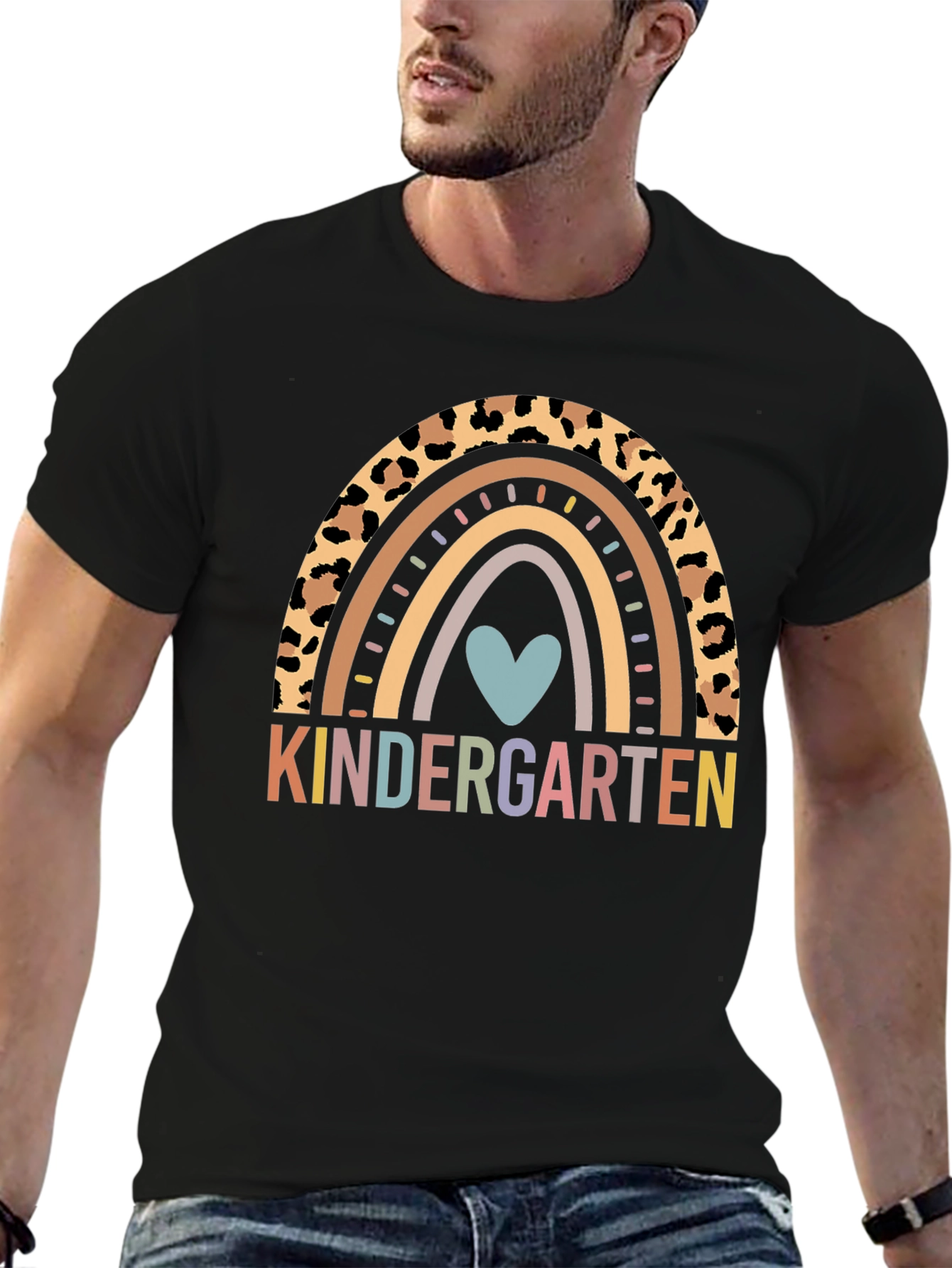 Kindergarten Rainbow Leopard Print T-Shirt
