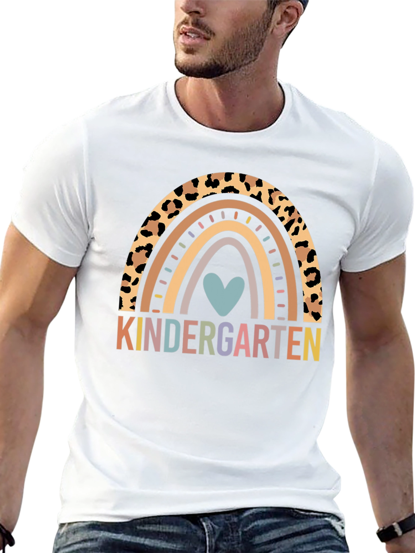 Kindergarten Rainbow Leopard Print T-Shirt