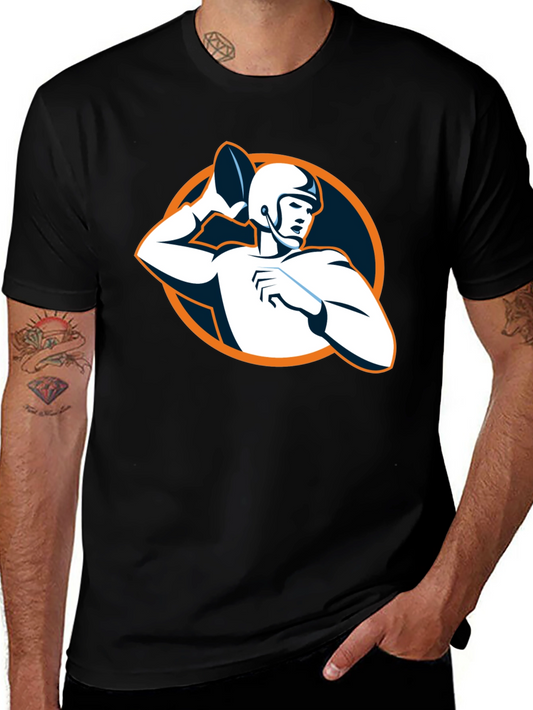 Football Player Graphic Black T-Shirt