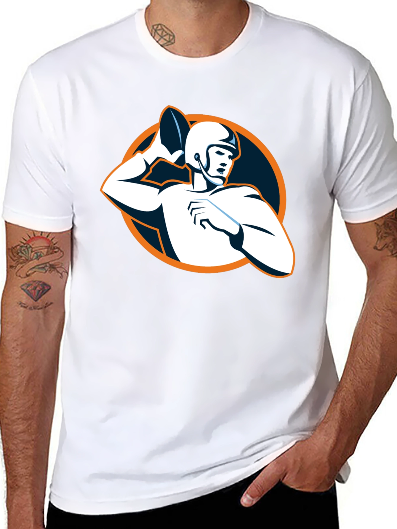 Football Player Graphic Black T-Shirt