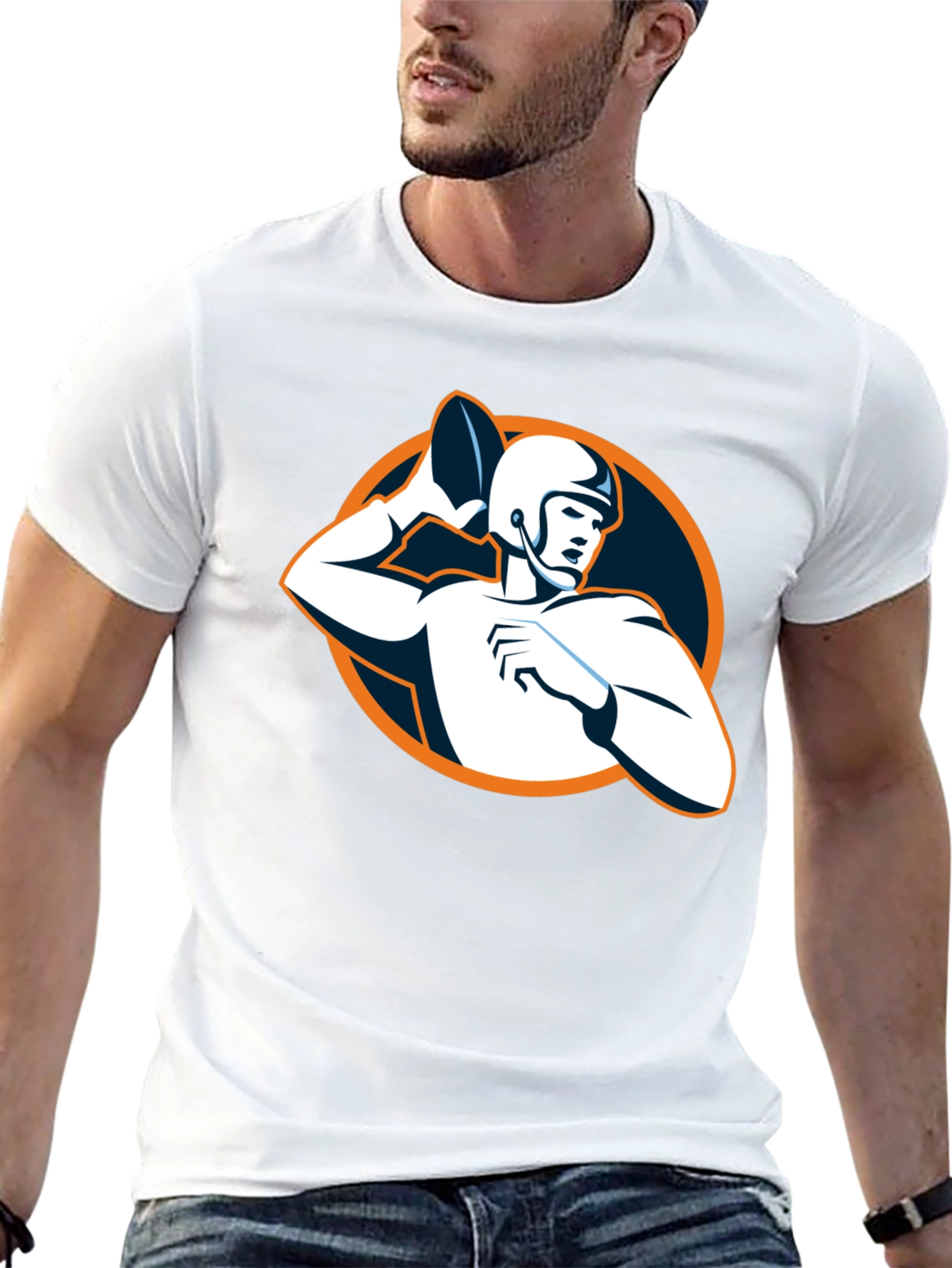 Football Player Graphic Black T-Shirt