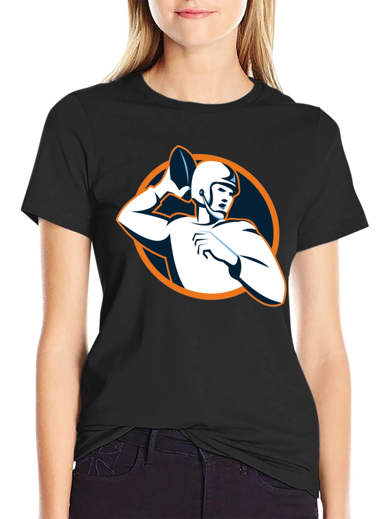 Football Player Graphic Black T-Shirt