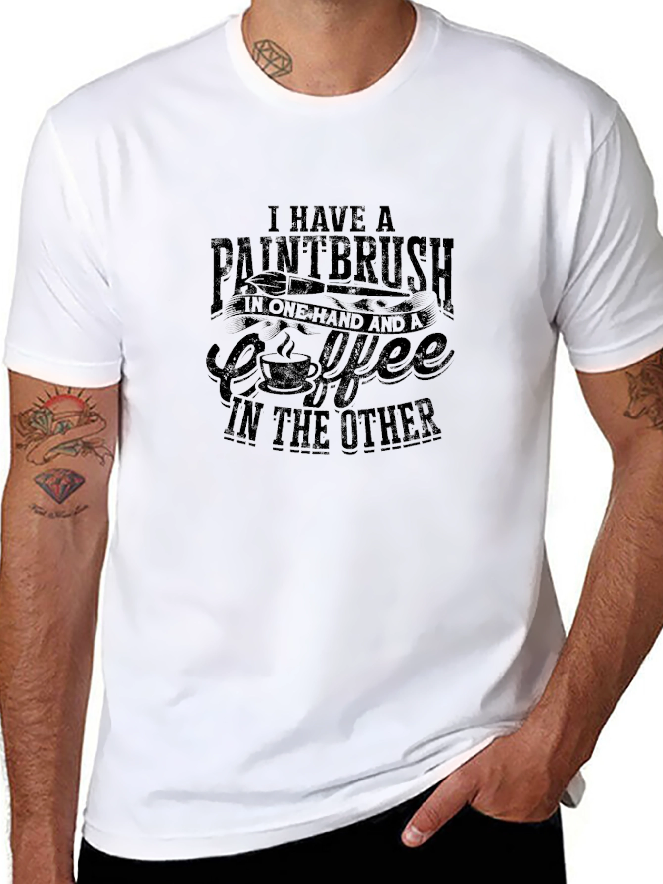 Paintbrush & Coffee T-Shirt - Artists Essential