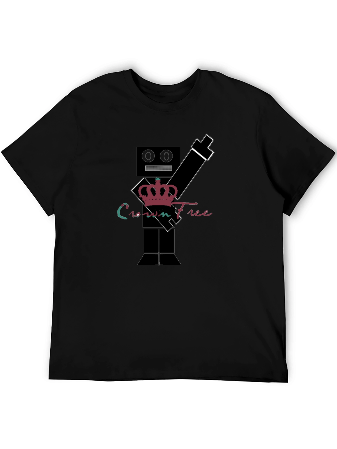Crown Free Robot T-Shirt - Black Graphic Tee