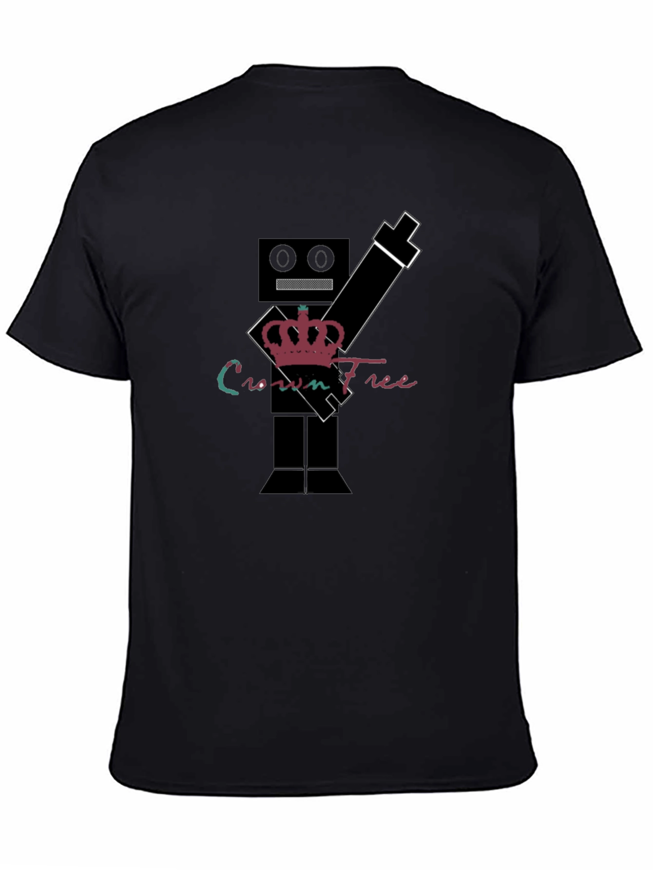 Crown Free Robot T-Shirt - Black Graphic Tee