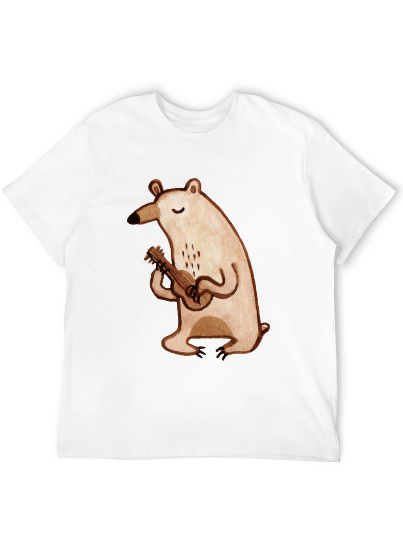 Bear Ukulele Graphic Tee - Soft Cotton Black T-Shirt