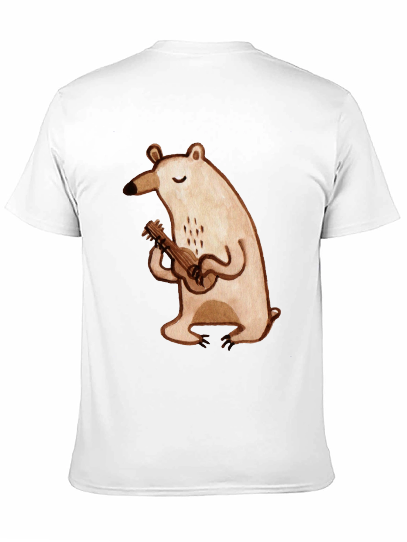 Bear Ukulele Graphic Tee - Soft Cotton Black T-Shirt
