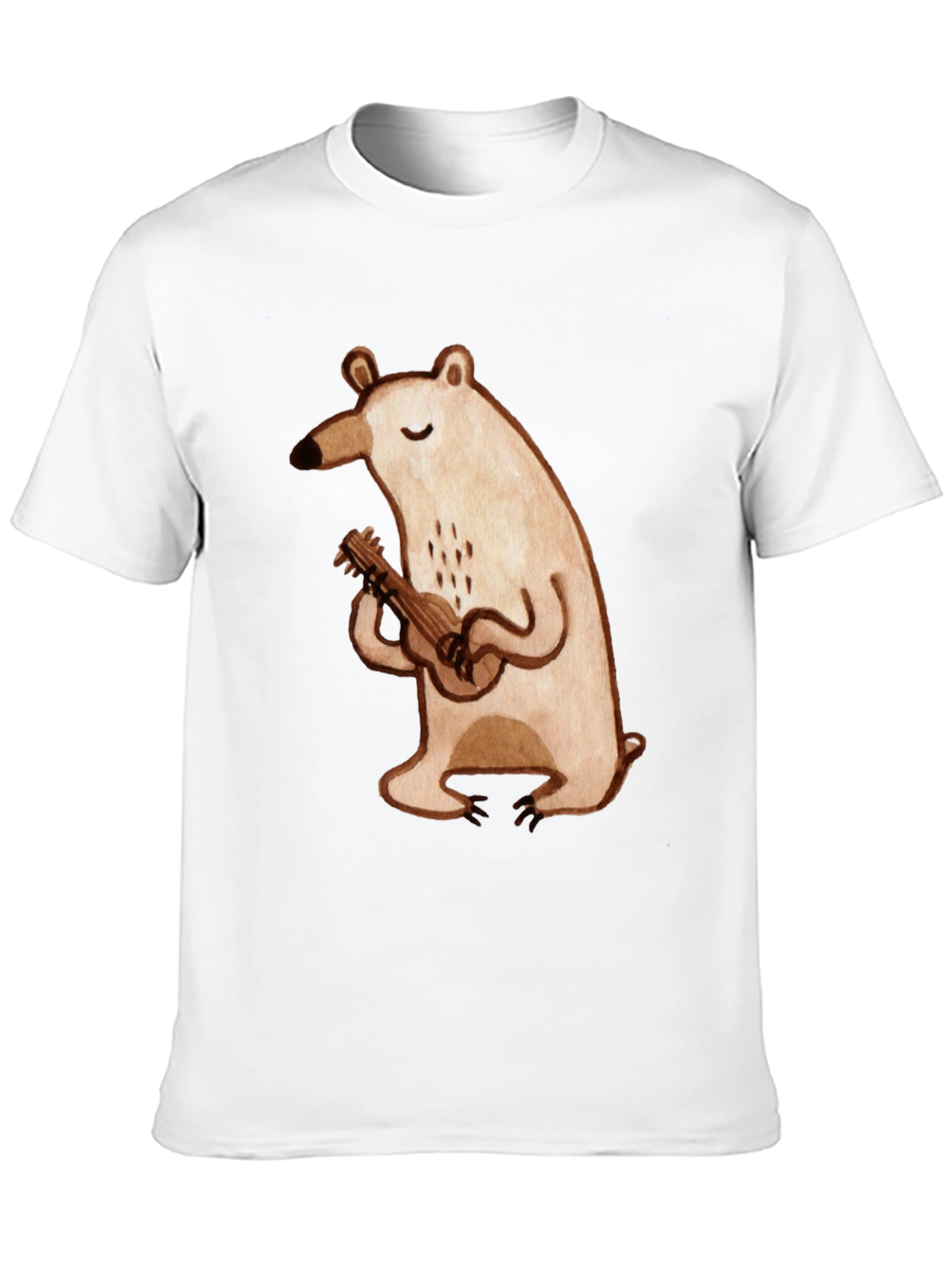 Bear Ukulele Graphic Tee - Soft Cotton Black T-Shirt