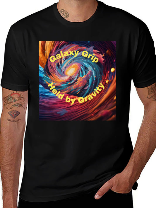 Galaxy Grip Held by Gravity Black T-Shirt