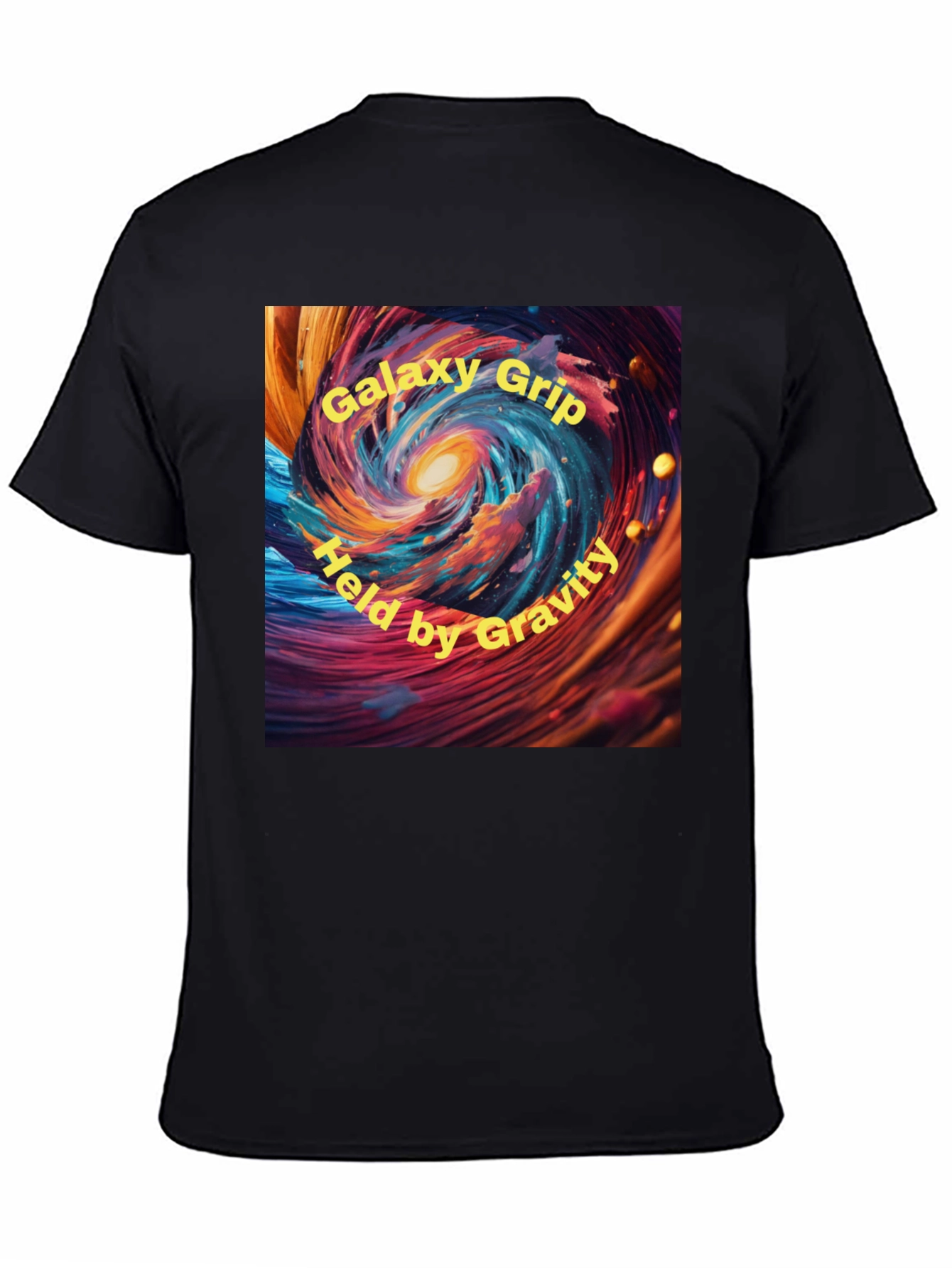 Galaxy Grip Held by Gravity Black T-Shirt