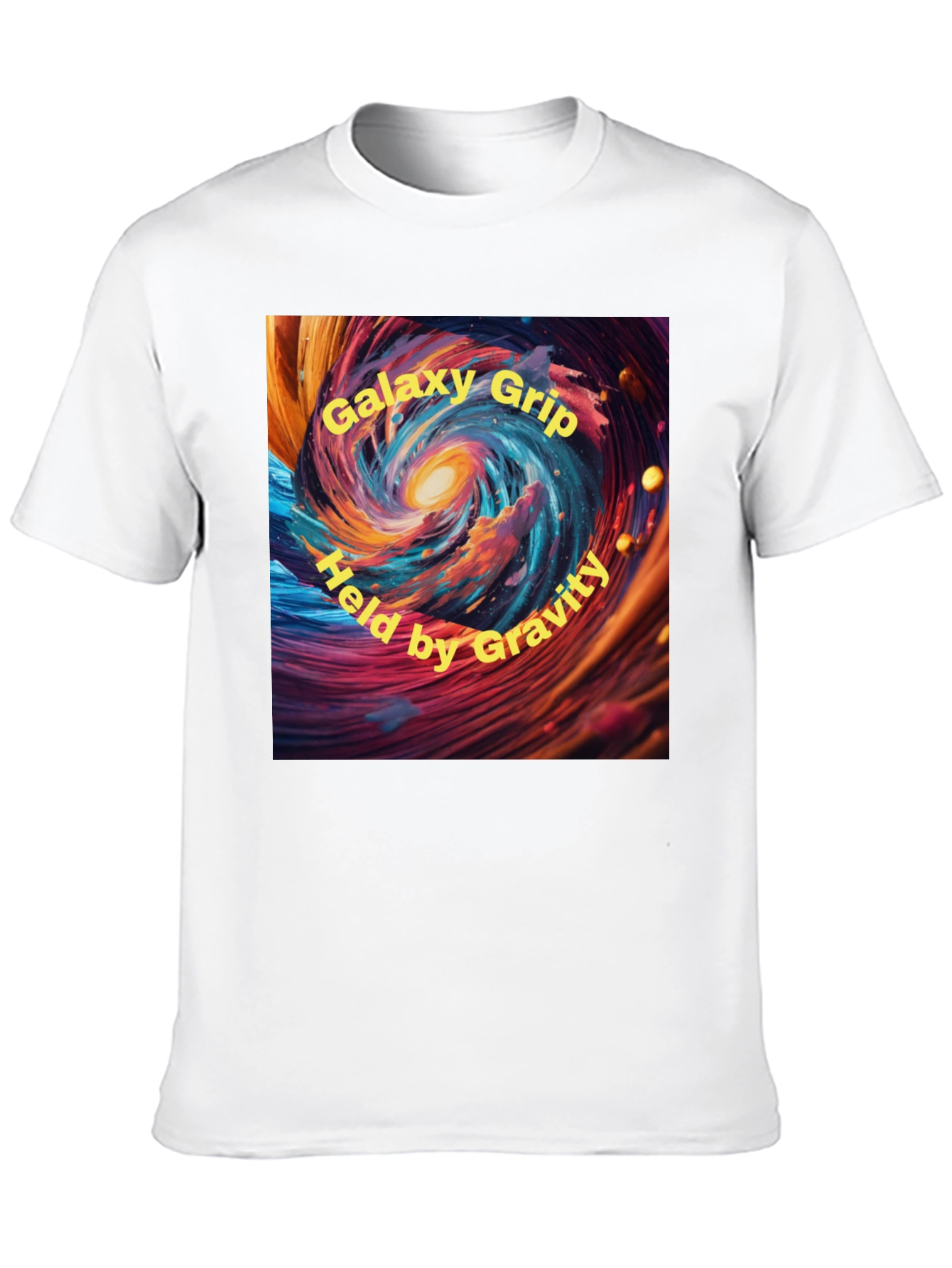 Galaxy Grip Held by Gravity Black T-Shirt