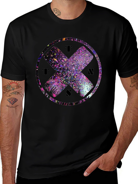 Abstract Cross Graphic Tee - Black Cotton Blend