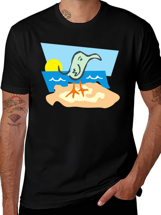 Cartoon Bird Beach T-Shirt - Unique Design