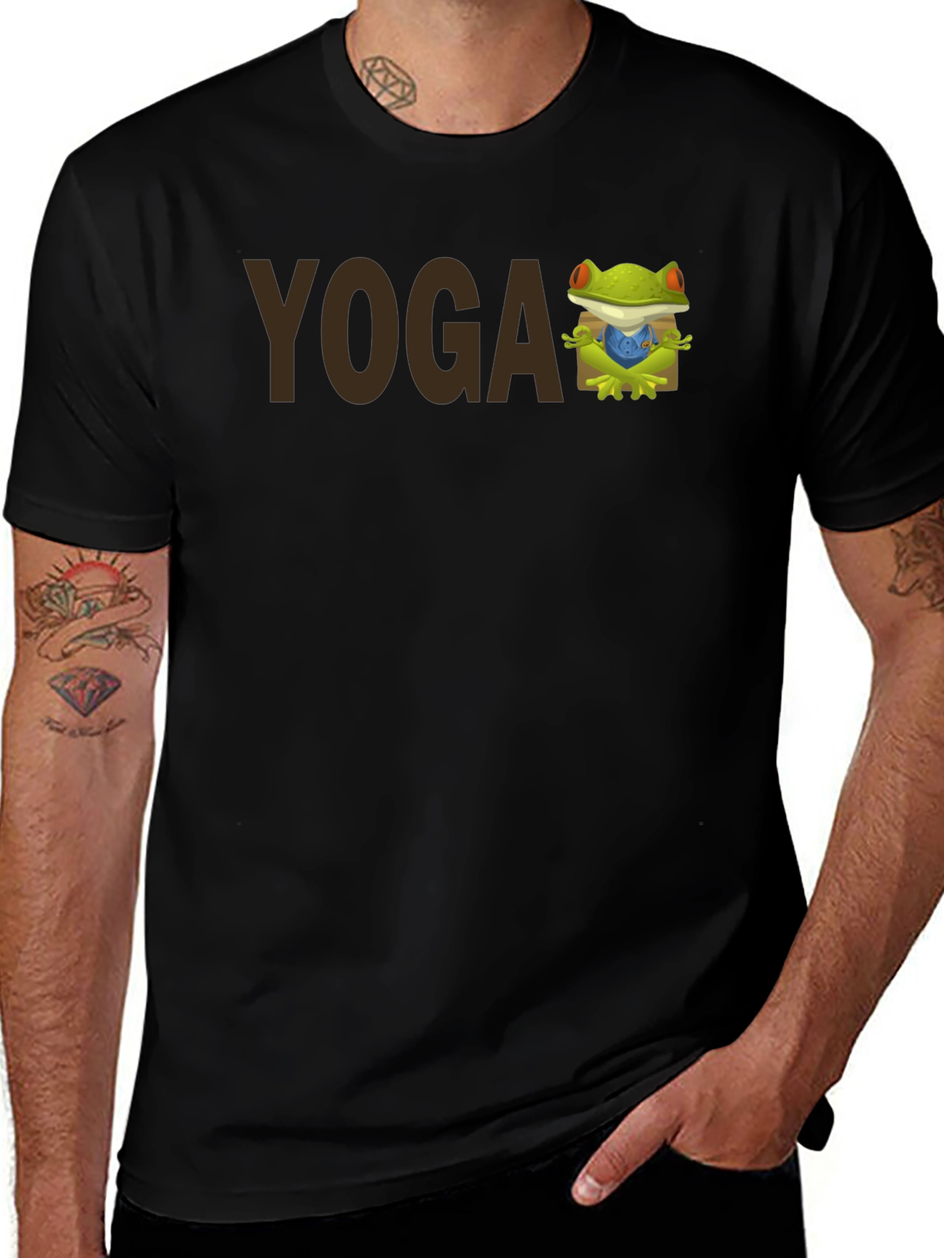 Yoga Frog Graphic Tee - Mens Black T-Shirt